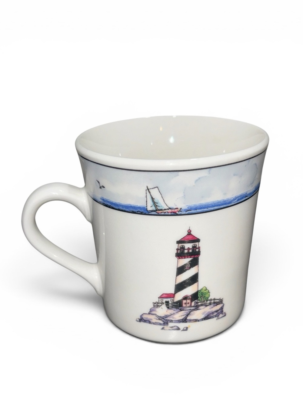 Totally Today Dinnerware Coastal Lighthouse Pattern Mug 3 1/2" x 3 1/8"
